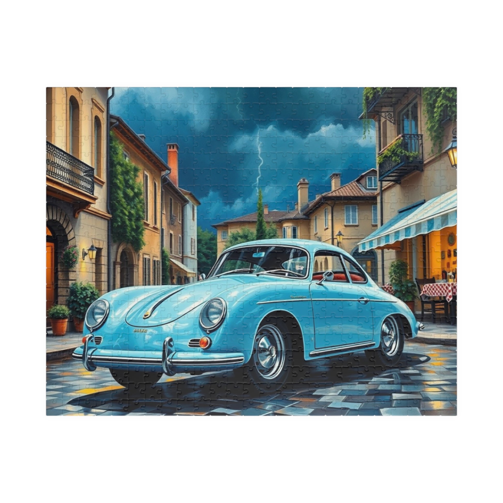 Classic Car Puzzle - Pastel Blue 1955 Vintage Vehicle Jigsaw Game 520 pcs (Horizontal) Puzzle The Puzzle Chest