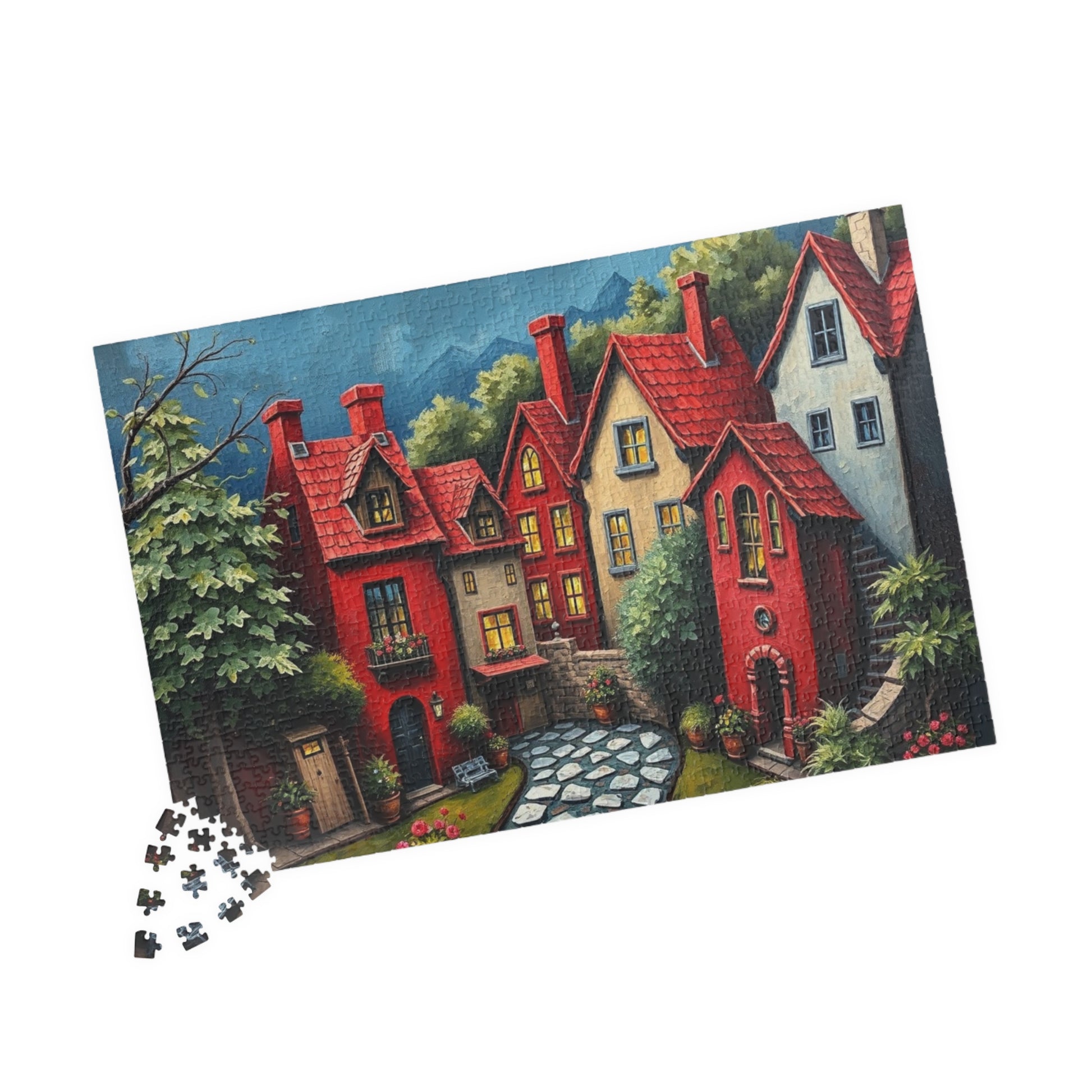 Adorable 3D Village Jigsaw Puzzle for Adults, 110, 252, 520, 1014-piece, Colorful and Cozy Town, Game for Puzzle Enthusiasts, Gift The Puzzle Chest