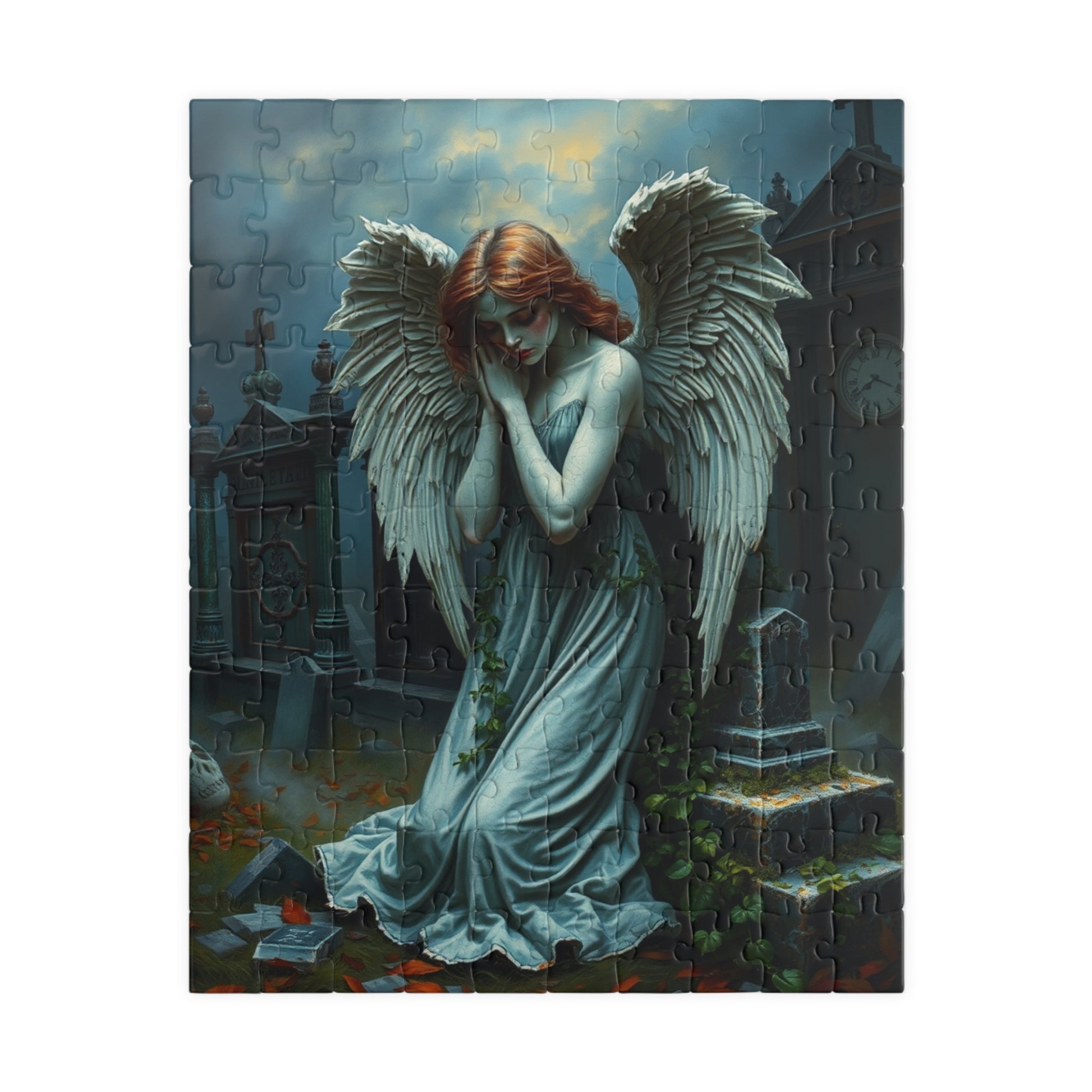 Gothic Angel Statue Puzzle, Mystical Jigsaw Game for Adults, Unique Gift for Puzzle Lovers, Spiritual Art, Perfect for Halloween, Meditation 110 pcs (Vertical) Puzzle The Puzzle Chest