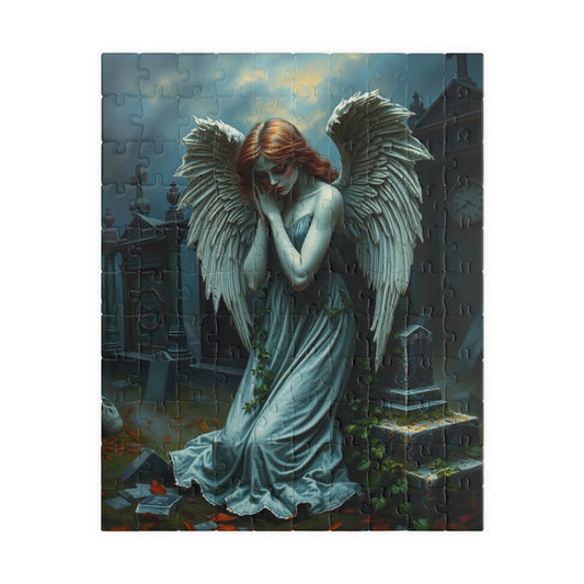Gothic Angel Statue Puzzle, Mystical Jigsaw Game for Adults, Unique Gift for Puzzle Lovers, Spiritual Art, Perfect for Halloween, Meditation 110 pcs (Vertical) Puzzle The Puzzle Chest
