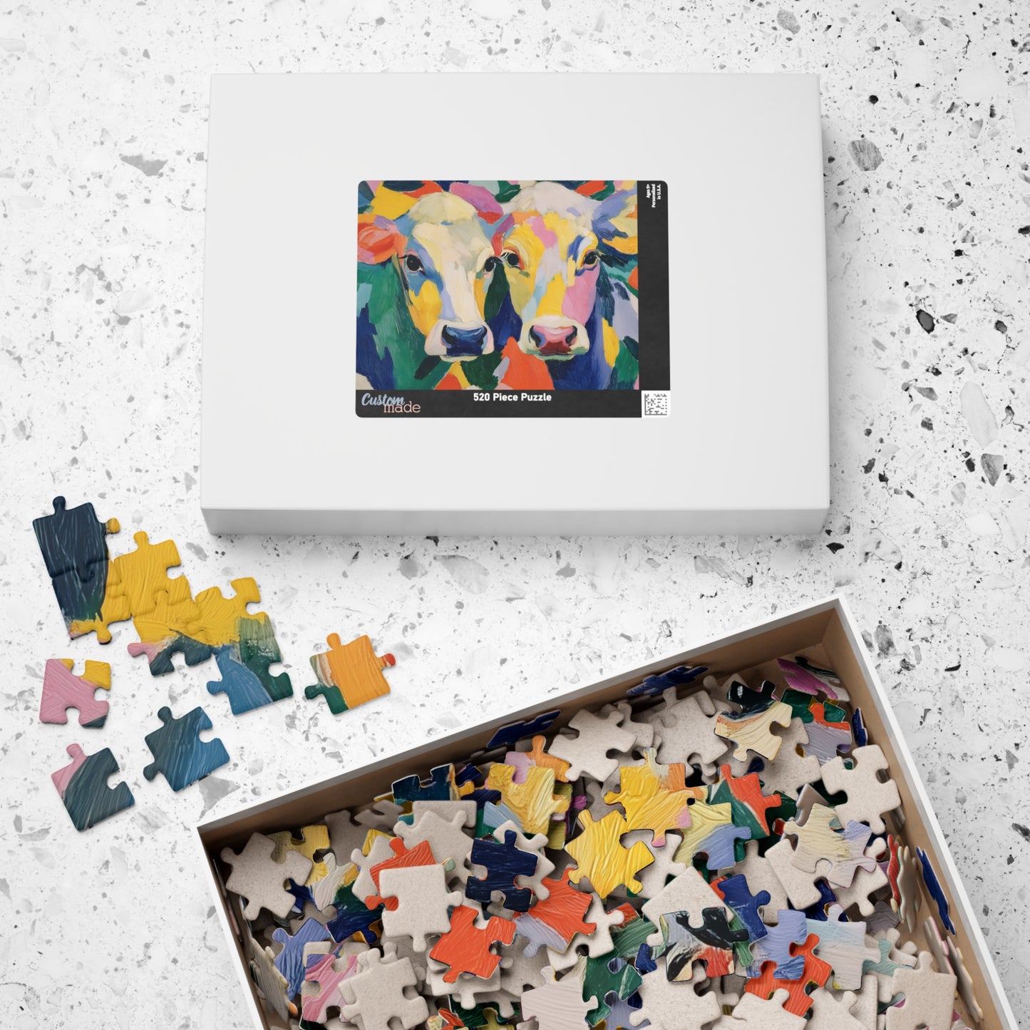 Colorful Cow Portrait Puzzle | Abstract Farm Animal Jigsaw 110-1014 Pieces Puzzle The Puzzle Chest