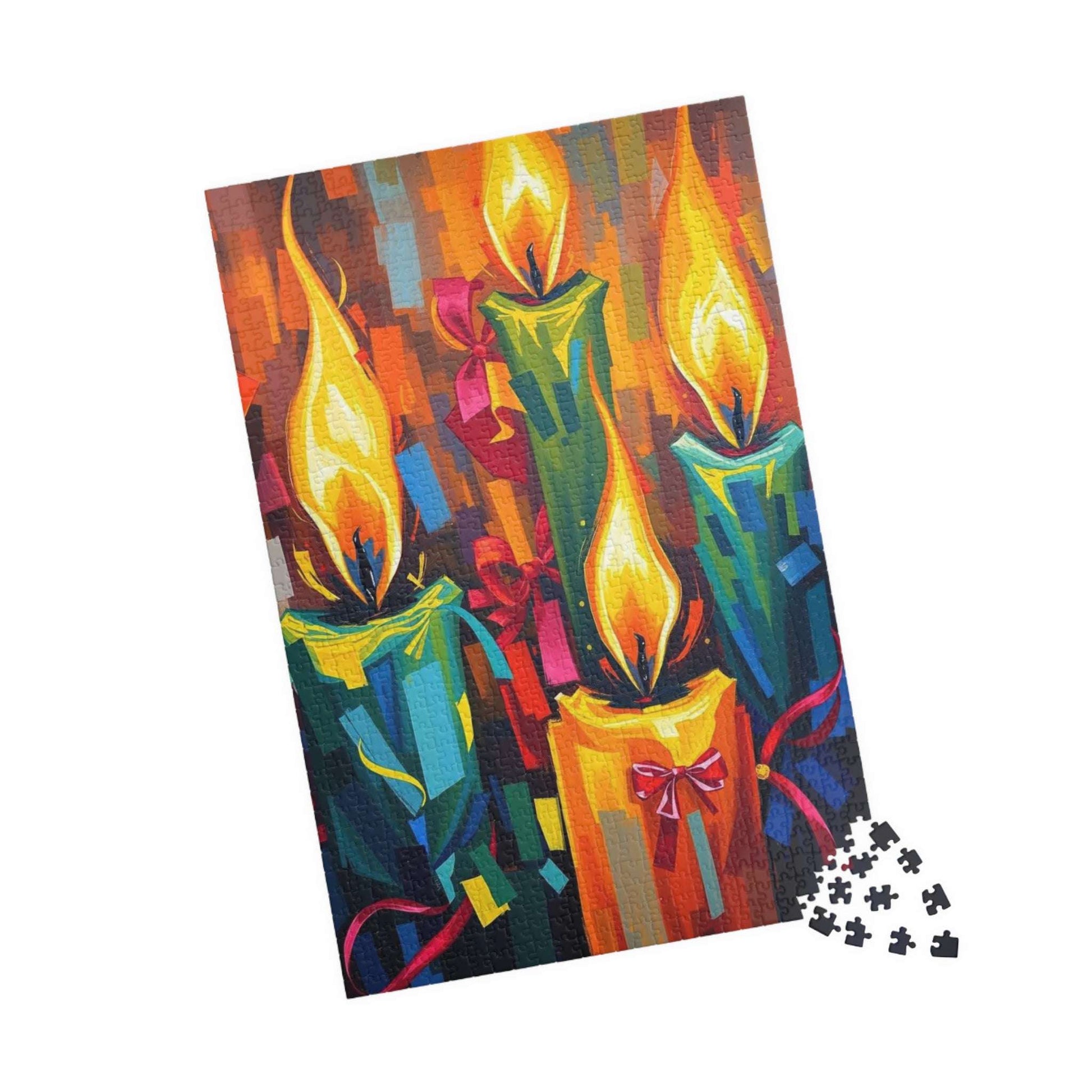 Candlelight Jigsaw Puzzle for Adults - Cozy Abstract Candle Art Christmas Theme