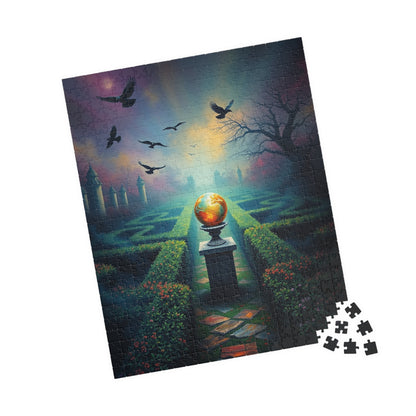 Gothic Garden Maze Puzzle, Mystical Scene with Glowing Orbs Crows and Fog, Magical Dark Art Jigsaw Game, Gift for Gothic-Themed Enthusiast Puzzle The Puzzle Chest