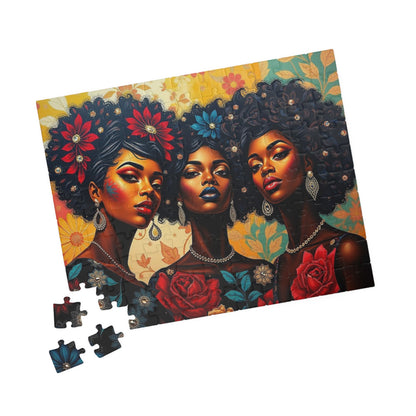 Afrocentric Jigsaw Puzzle, Black Woman Artwork, Cultural Design for Family Fun, Home Entertainment Gift for Puzzle Lover, Mindful Activity