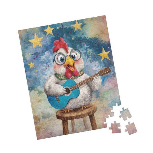 Chicken Musician Jigsaw Puzzle, Bird Game for Fun Family Activity, Gifts, Game Nights, Brain Teaser, Farm Animal Lover 110 pcs (Vertical) Puzzle The Puzzle Chest