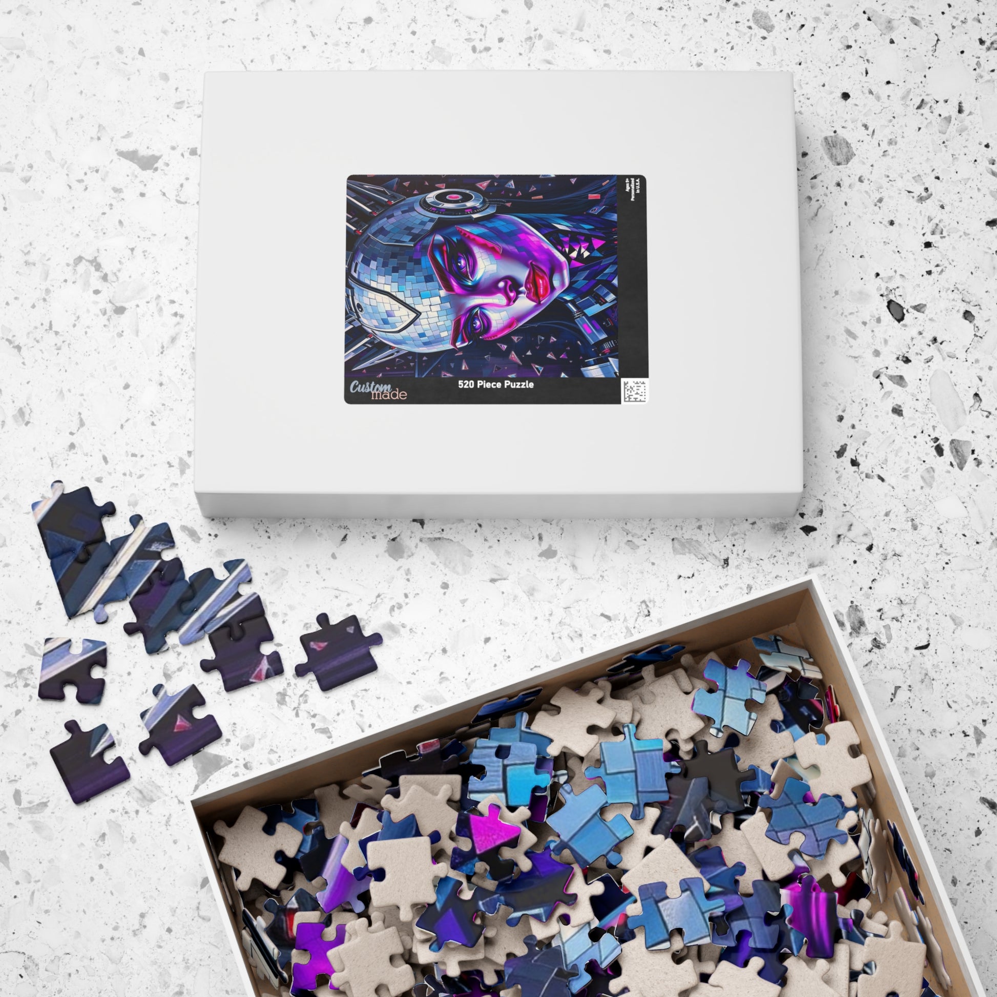 Mosaic Portrait Cybernetic Woman Puzzle, Cyberpunk Female Futuristic Art Jigsaw Game, Puzzle Lover Gift, Brain Teaser, Solo or Family Fun Puzzle The Puzzle Chest