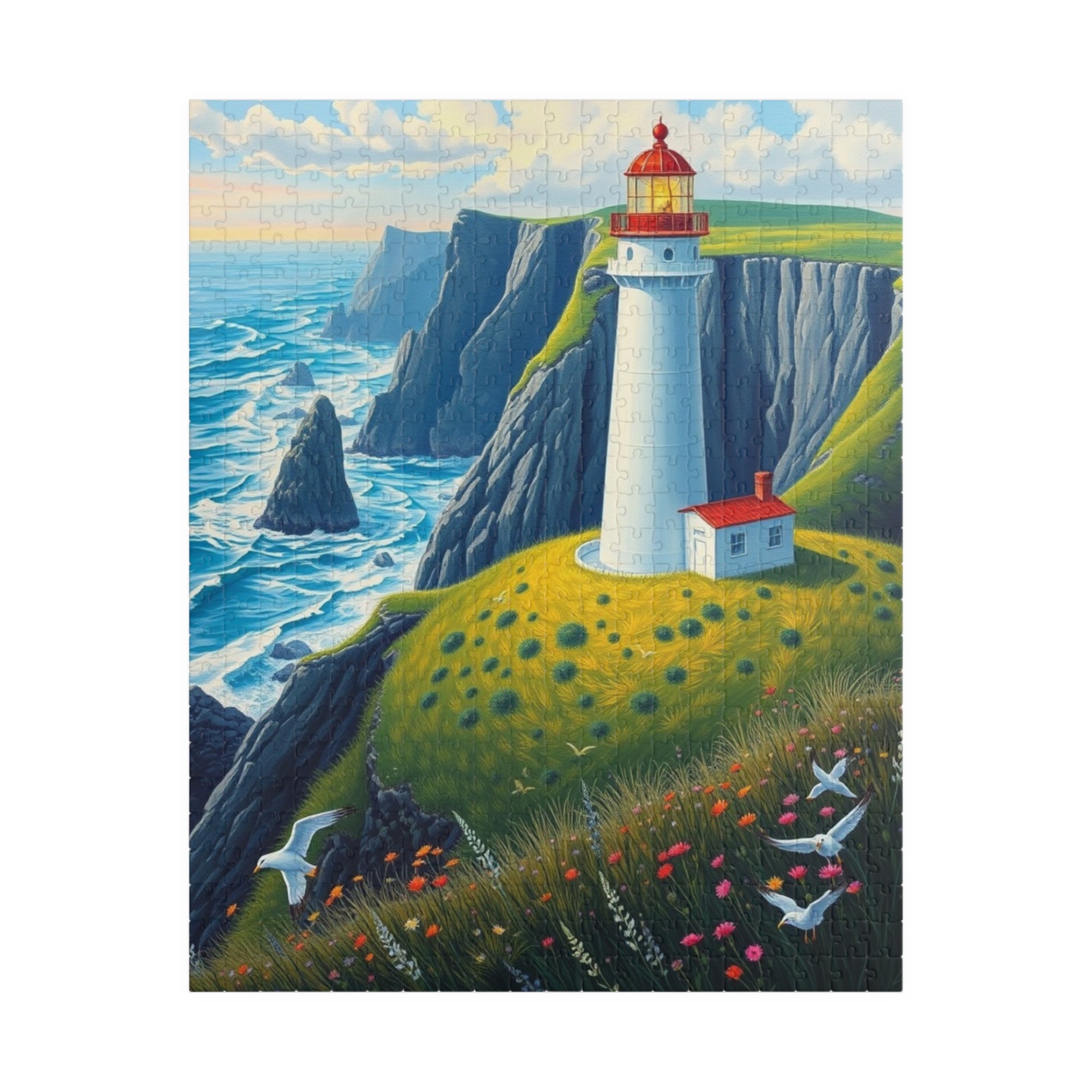 Lighthouse Puzzle - 110 252 520 1014-Piece, Coastal Decor, Gift for Puzzle Lovers, Ocean Scene Challenge, Family Activity 520 pcs (Vertical) Puzzle The Puzzle Chest