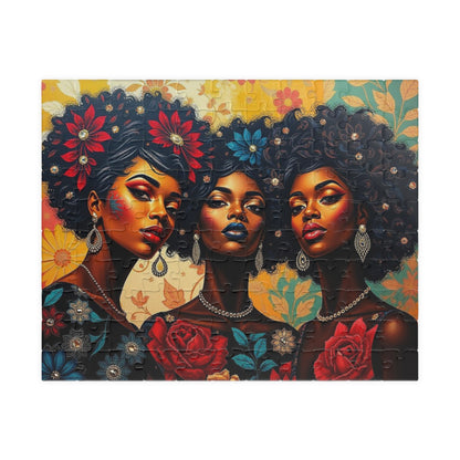 Afrocentric Jigsaw Puzzle, Black Woman Artwork, Cultural Design for Family Fun, Home Entertainment Gift for Puzzle Lover, Mindful Activity