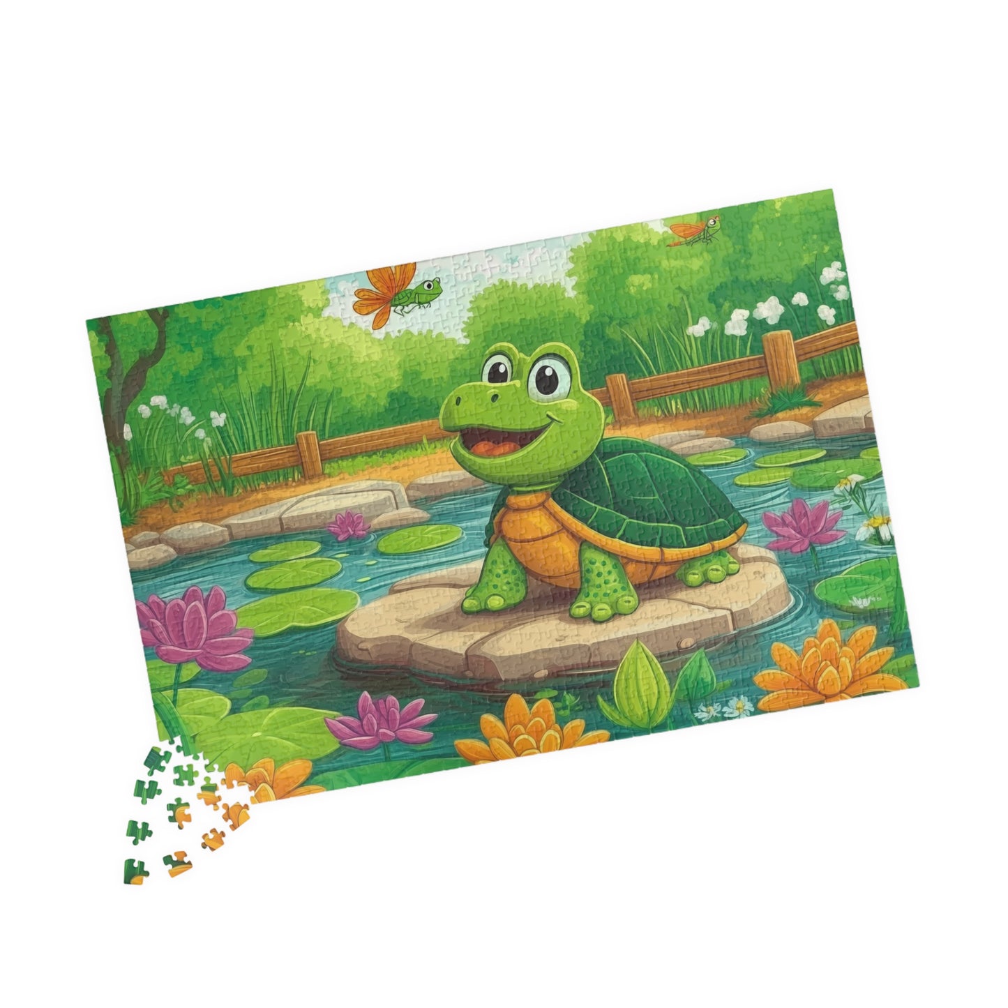 Smiling Turtle Pond Puzzle 110-1014 Piece | Animal Jigsaw Puzzle 1014 pcs (Horizontal) Puzzle The Puzzle Chest
