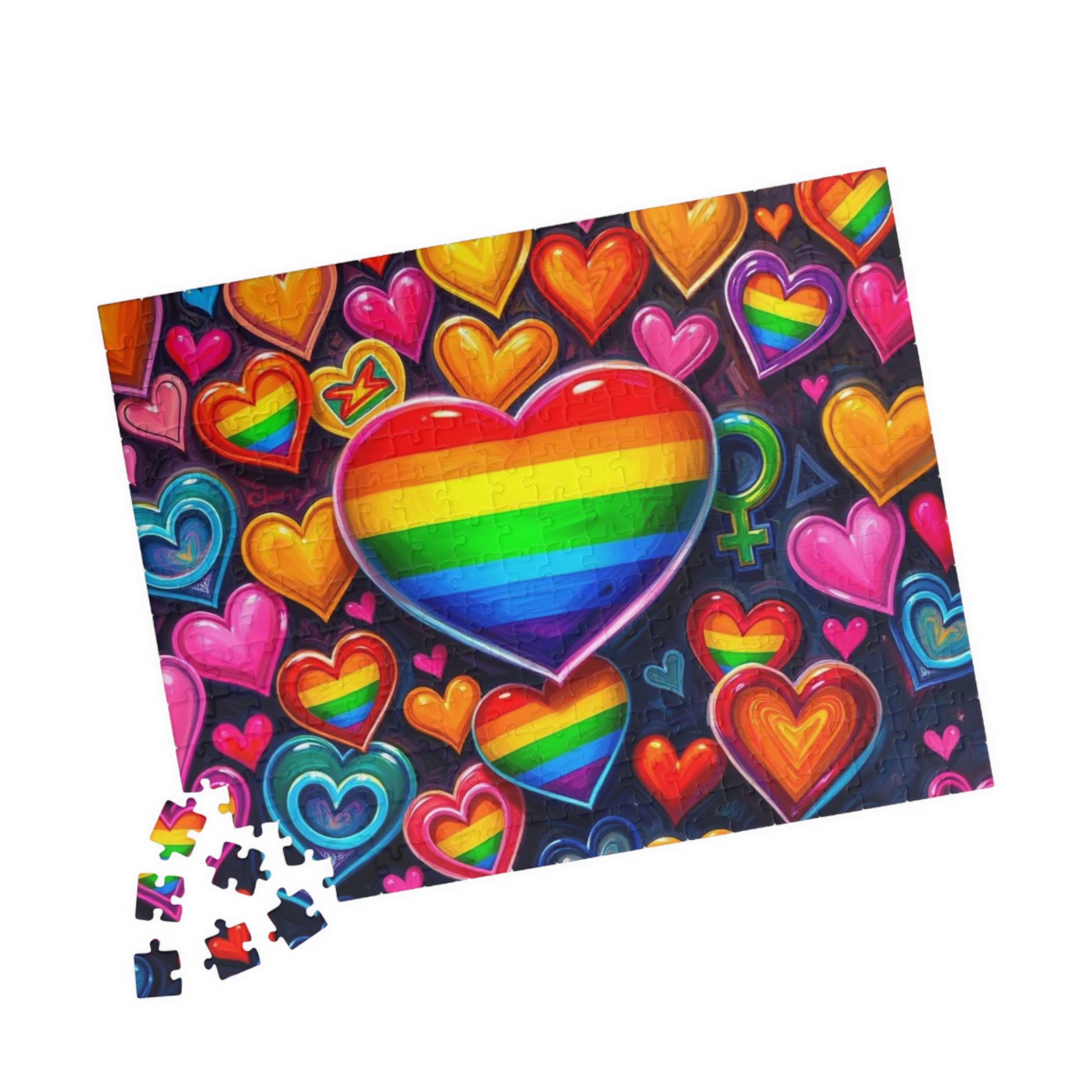 Rainbow Heart Puzzle for Adults - LGBTQ+ Love, Colorful Heart Jigsaw Game, Family Fun, Pride Gift for Puzzle Lovers, Brain Teaser Puzzle The Puzzle Chest