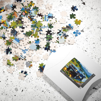 Vintage Muscle Car Jigsaw Puzzle, 1967 Chevrolet Camaro Classic Vehicle, Chevy on Rainy Road Trip Scenic Art, Car Lover Gift for Him Puzzle The Puzzle Chest