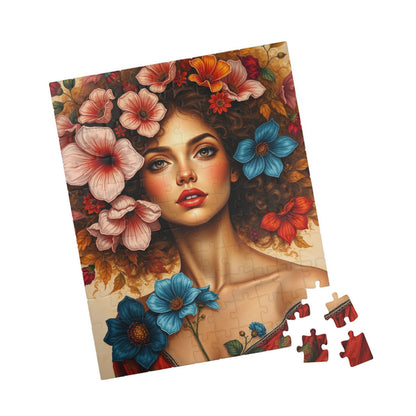 Floral Woman Puzzle, Portrait Art Jigsaw Puzzle for Adults, Unique Gift for Friends, Home Entertainment, Mindfulness Game, Relaxing Activity Puzzle The Puzzle Chest