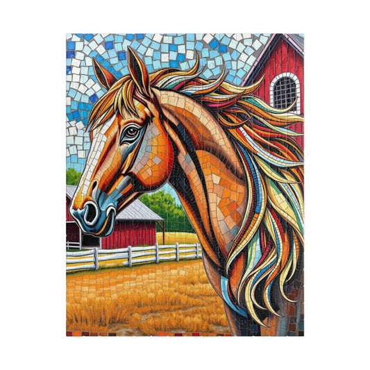 Farm Horse Mosaic Puzzle, Colorful Barn Scene Jigsaw Game for Adults and Kids, Unique Farm-Themed Gift for Puzzle Fan, Hobbyist, Collector 252 pcs (Vertical) Puzzle The Puzzle Chest