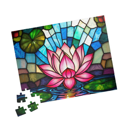 Lotus Jigsaw Puzzle, Sacred Pink Flower in Bloom, Faith-Based Nature Themed Game, Relaxation Activity, Unique Gift for Puzzle Lover