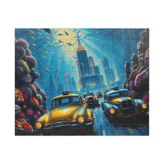 Vintage Car Puzzle - Underwater Cityscape Jigsaw Game, Urban Art, Family Activity, Holiday Birthday Gift for Friend 110 pcs (Horizontal) Puzzle The Puzzle Chest