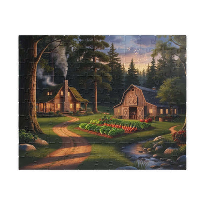 Secluded Farmstead Puzzle, Cozy Cabin Landscape Jigsaw Game, Outdoor Vibes, Solo Fun, Gift for Game Night, 110-1014 Piece, Family Activity 110 pcs (Horizontal) Puzzle The Puzzle Chest