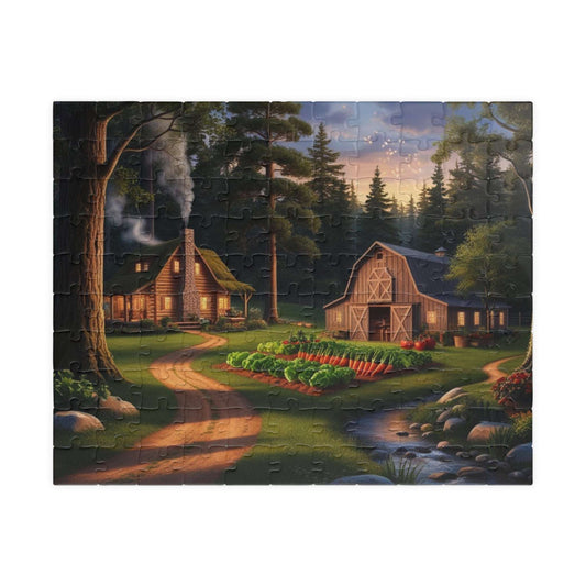 Secluded Farmstead Puzzle, Cozy Cabin Landscape Jigsaw Game, Outdoor Vibes, Solo Fun, Gift for Game Night, 110-1014 Piece, Family Activity 110 pcs (Horizontal) Puzzle The Puzzle Chest