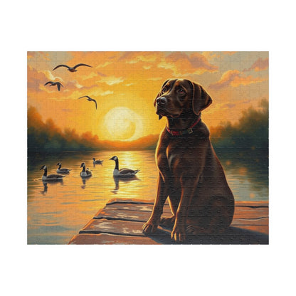 Majestic Sunset Dog Puzzle, Labrador Retriever Jigsaw Game for Family Game Night, Dog Lover Gift, Adult Puzzle for Relaxation, Nature Scene 520 pcs (Horizontal) Puzzle The Puzzle Chest