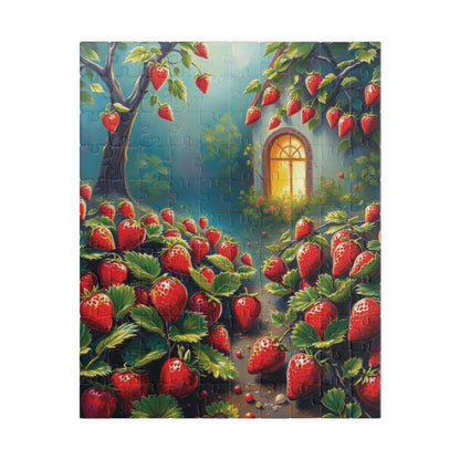 Puzzle, Charming Strawberry Patch, Mystical Environment, Jigsaw, Brain Teaser, Relaxation Activity, Stress Relief, Family Fun 110 pcs (Vertical) Puzzle The Puzzle Chest