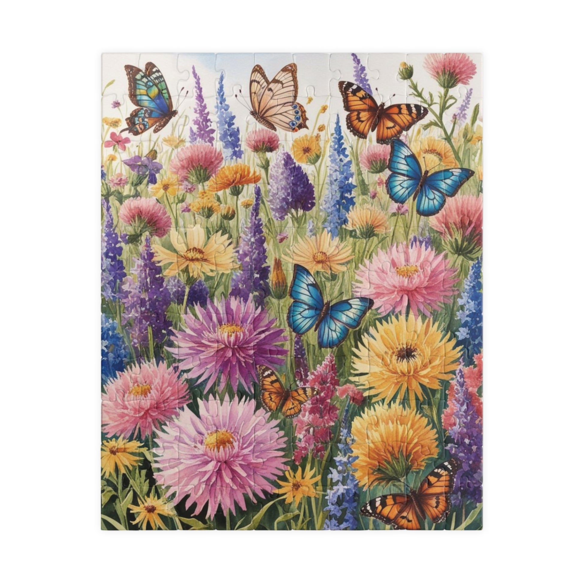 Butterfly Garden Puzzle - Field of Wildflowers and Butterflies, 110-1014 Piece Jigsaw Puzzle, Nature Scene Fun Family Activity, Fun 110 pcs (Vertical) Puzzle The Puzzle Chest