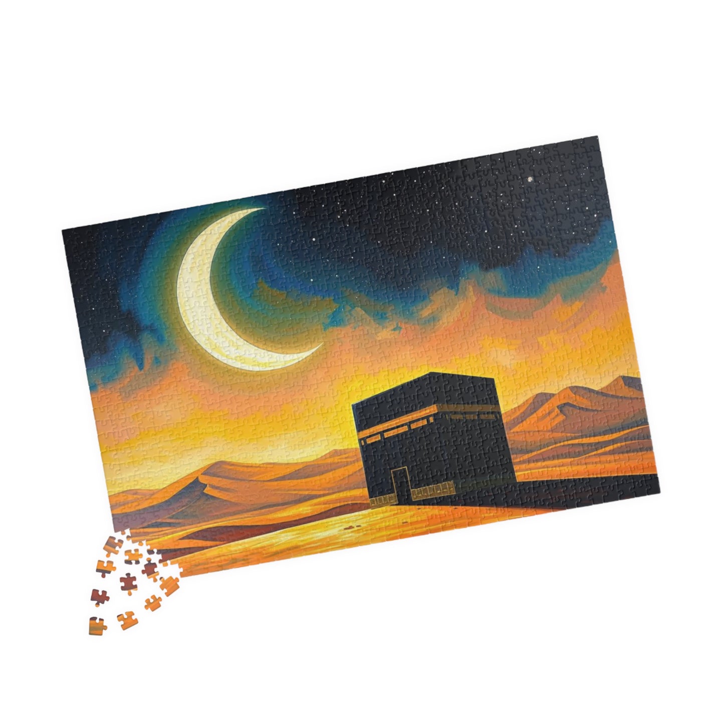 Islamic Jigsaw Puzzle - Kaaba Desert Oasis | Perfect for Family Game, Gift for Friend Muslim, Relaxation Home Entertainment, or Celebrations