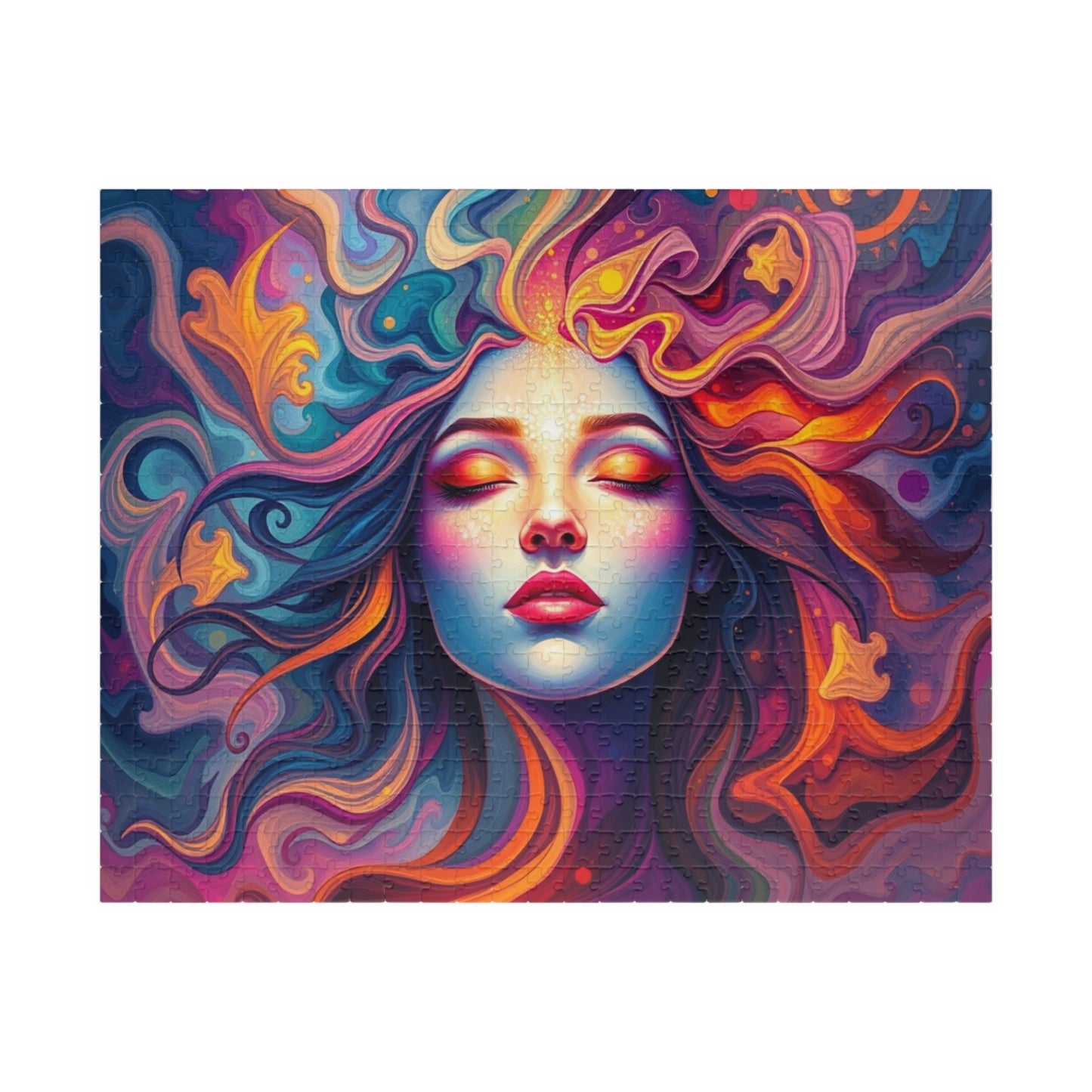 Abstract Face Jigsaw Puzzle (110-1014 Piece), Surreal Portrait of Swirling Colorful Geometric Patterns, Creative Hobby, Best Unique Gift 520 pcs (Horizontal) Puzzle The Puzzle Chest