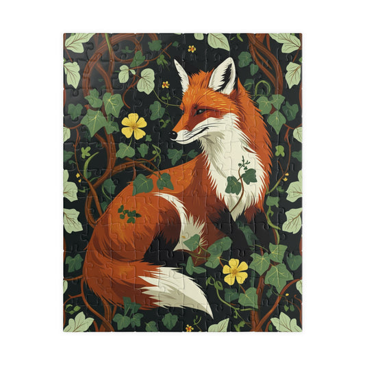 Woodland Fox Vintage Jigsaw Puzzle, Regal Fox in Botanical Garden, Animal Lover Gift, Unique Home Decor, Birthday Present, Brain Teaser Game 110 pcs (Vertical) Puzzle The Puzzle Chest