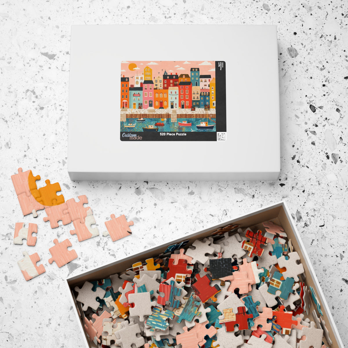 Colorful Harbor Town Puzzle | Coastal Village Jigsaw Puzzle The Puzzle Chest
