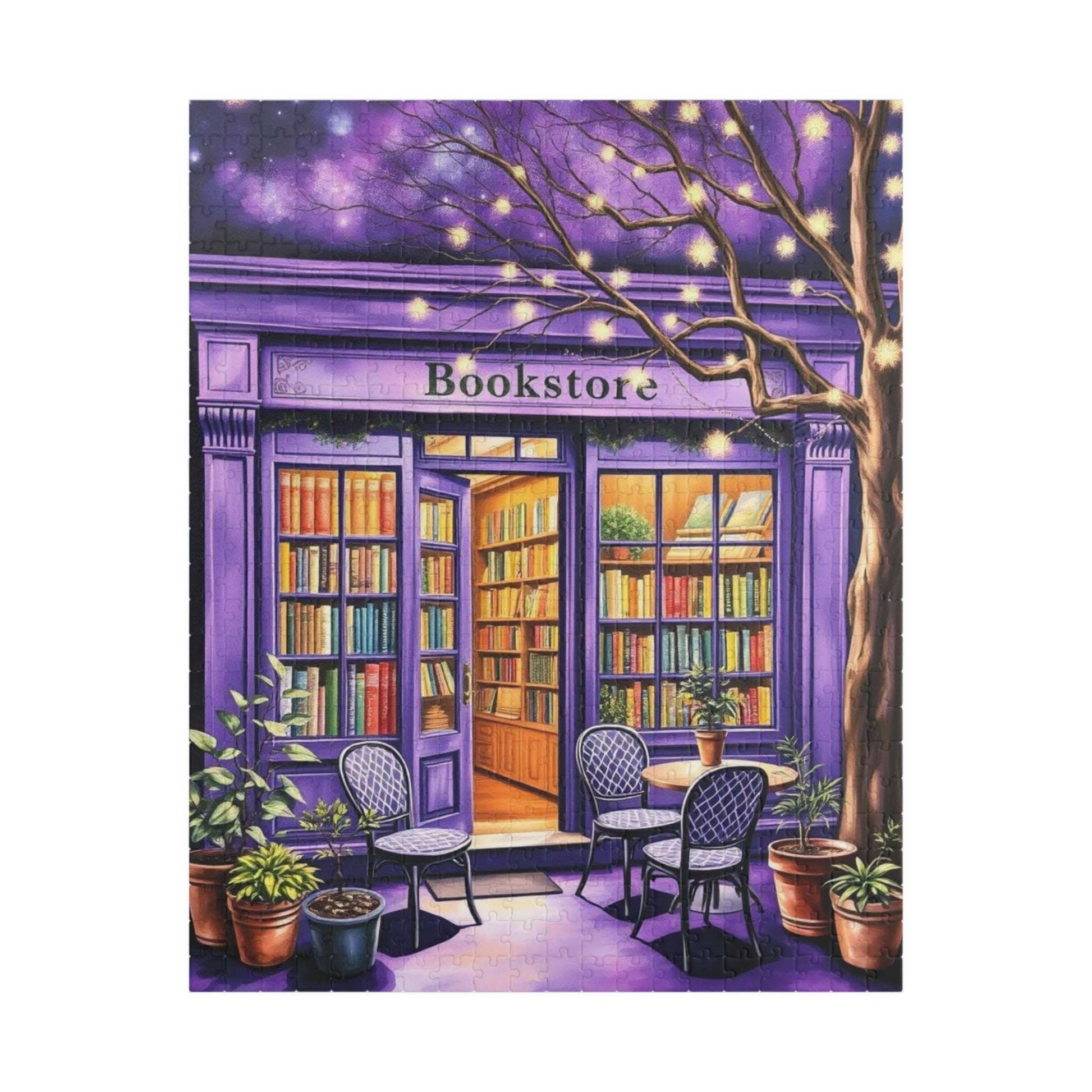 Ultraviolet Night Bookstore Jigsaw Puzzle - Magical Bookshop Gift for Book Lovers Puzzle The Puzzle Chest