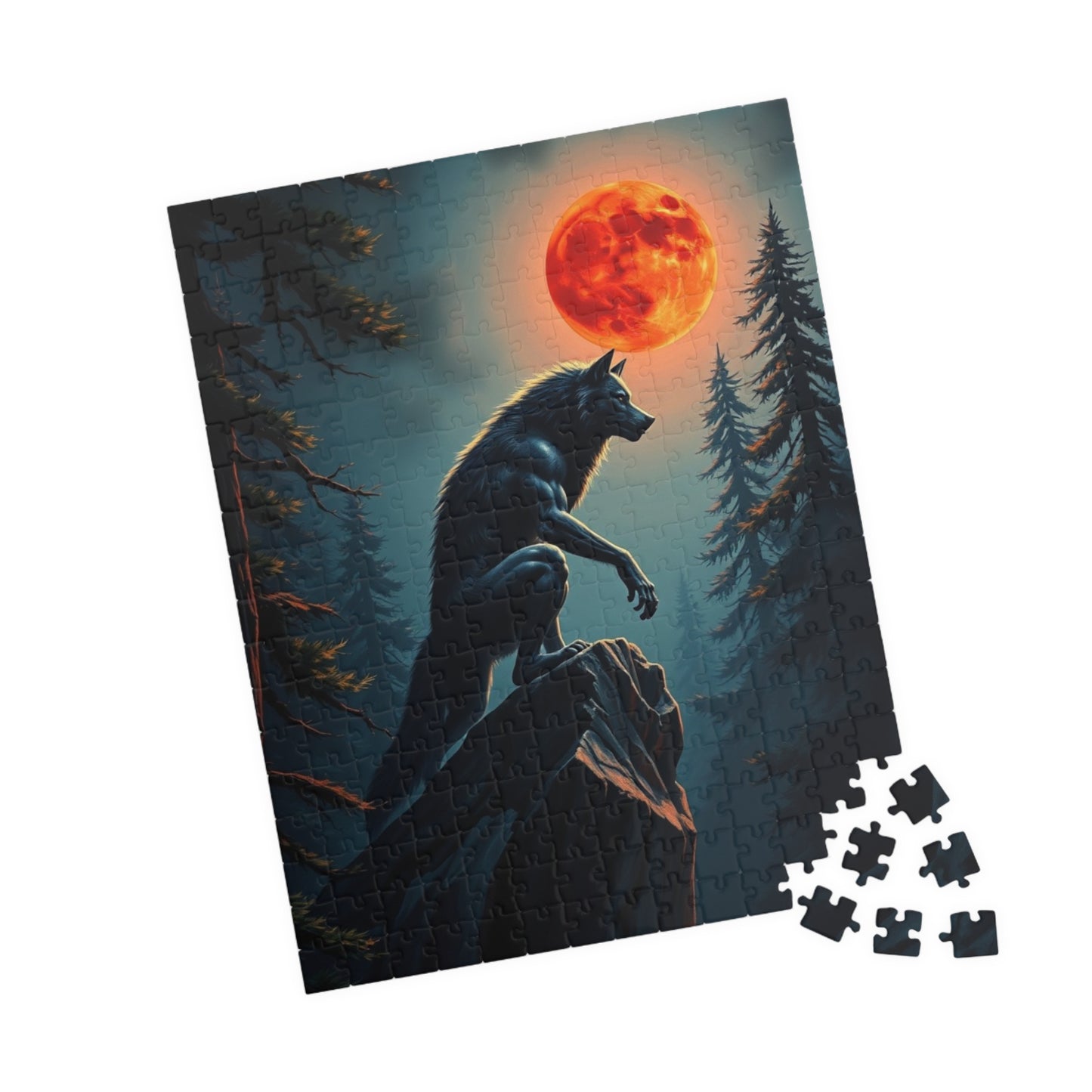 Moonlit Wolf Puzzle - Jigsaw Game for Nature and Animal Lovers, Creative Gift Idea for Friends, Cozy Night In, Family Activity Brain Teaser
