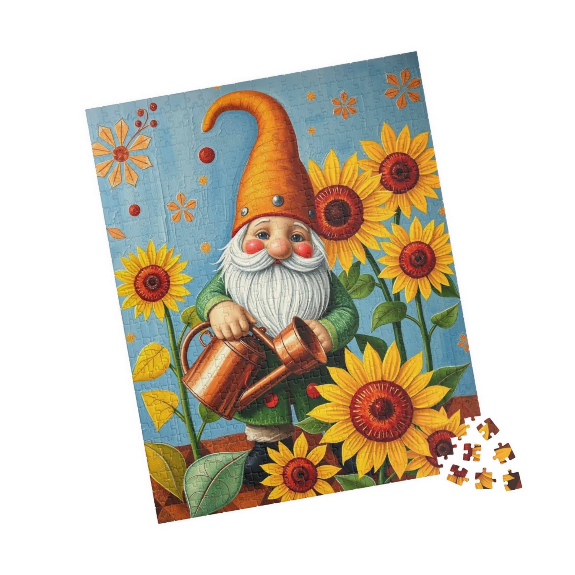 Nordic Gnome Gardening Sunflowers – Scandinavian Folk Garden Jigsaw Puzzle 520 pcs (Vertical) Puzzle The Puzzle Chest