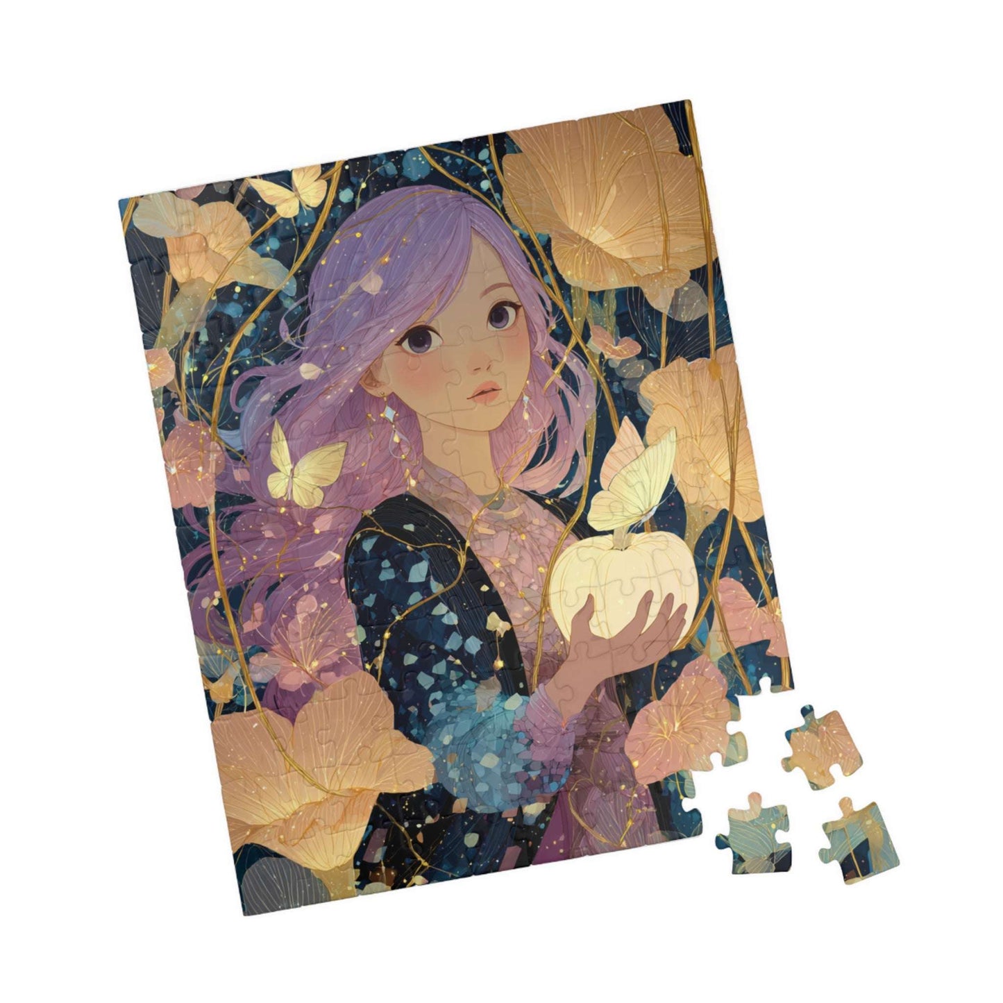 Fairy-Tale Anime Girl Jigsaw Puzzle - Princess with White Pumpkin, Magical Autumn Fantasy Game for Adult Gifts, Family Fun, Brain Teaser 110 pcs (Vertical) Puzzle The Puzzle Chest