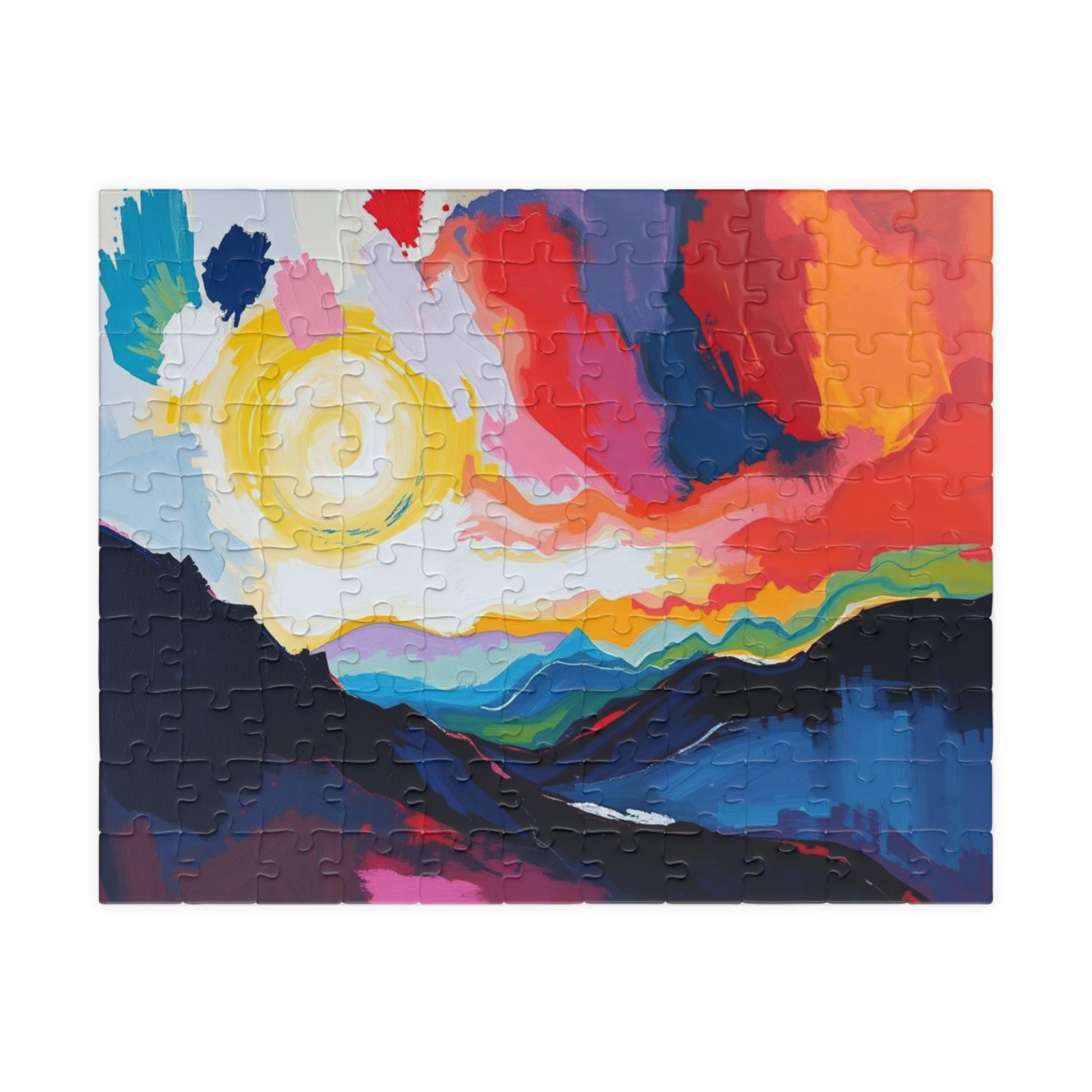 Colorful Landscape Puzzle - Abstract Jigsaw Game for Nature Lovers, Family Game Night, Mindful Activity, Home Entertainment 110 pcs (Horizontal) Puzzle The Puzzle Chest