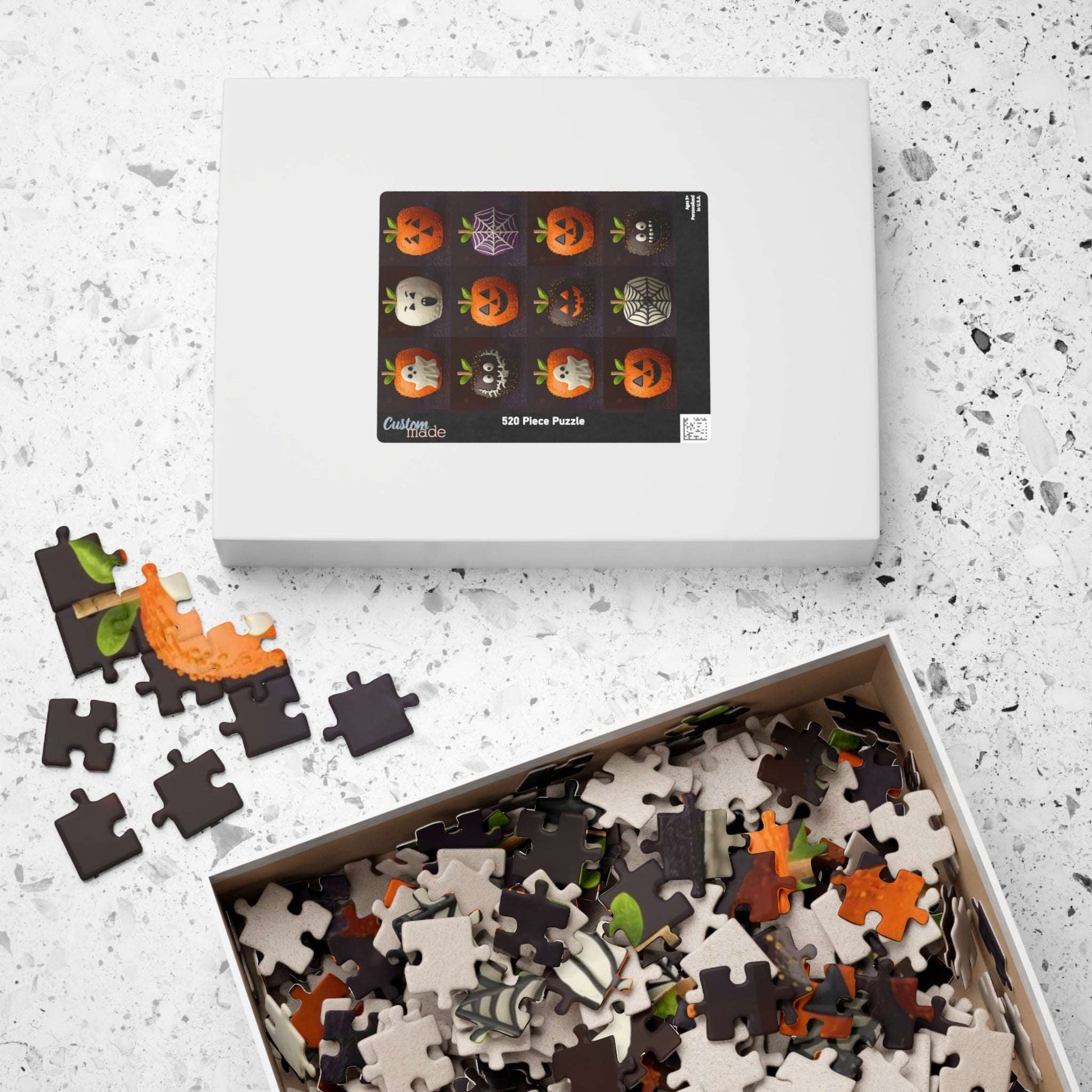 Halloween Candy Apple Jigsaw Puzzle – Grid of Decorative Candied Apples with Spooky Fun Designs Puzzle The Puzzle Chest