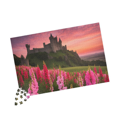 Landscape Jigsaw Puzzle - Snapdragon Meadow, 110-1014 Piece, Pink Sunset Castle Field, Relaxing Challenging Puzzle for Puzzle Lover, Gift Puzzle The Puzzle Chest