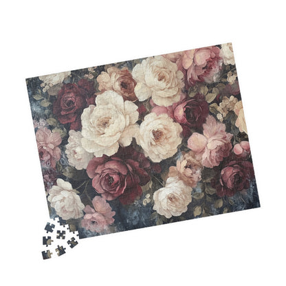 Vintage Rose Bouquet Jigsaw Puzzle — Floral Puzzle (Antique Flower Garden Vibe)