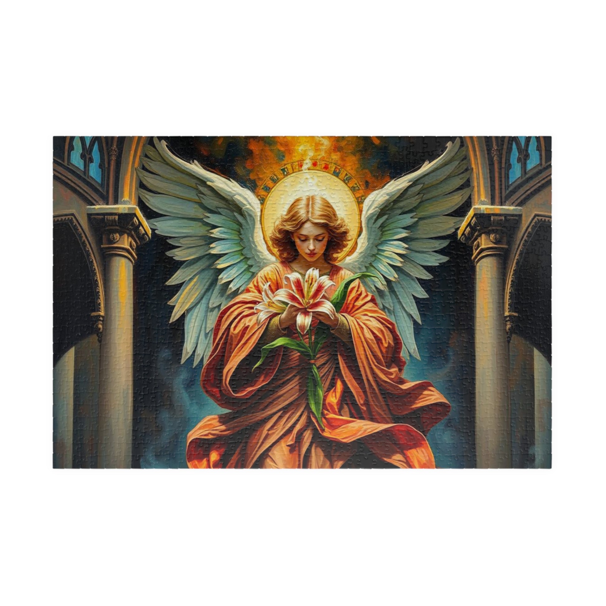 Divine Messenger Jigsaw Puzzle, Angel Artwork, Gothic Art Print, Elegant Puzzle for Adults, Holiday Birthday Gift for Friend Indoor Activity 1014 pcs (Horizontal) Puzzle The Puzzle Chest
