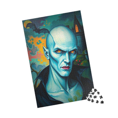 Gothic Vampire Jigsaw Puzzle, Dreamlike Pale Skin Undead with Glowing Eyes, Supernatural Being in Surreal Setting, Dark Fantasy Lover Gift 1014 pcs (Vertical) Puzzle The Puzzle Chest