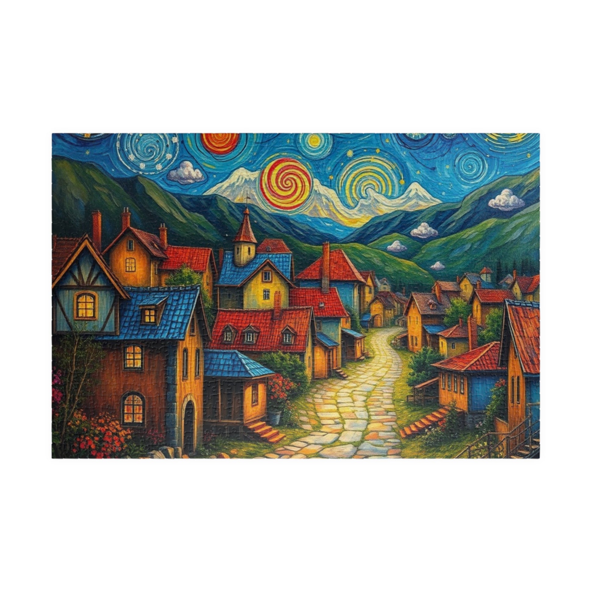 Charming Village Jigsaw Puzzle - Perfect for Family Fun, Adult Gift for Puzzle Lovers, Home Entertainment, Rainy Day Activity, Cozy Night In 1014 pcs (Horizontal) The Puzzle Chest