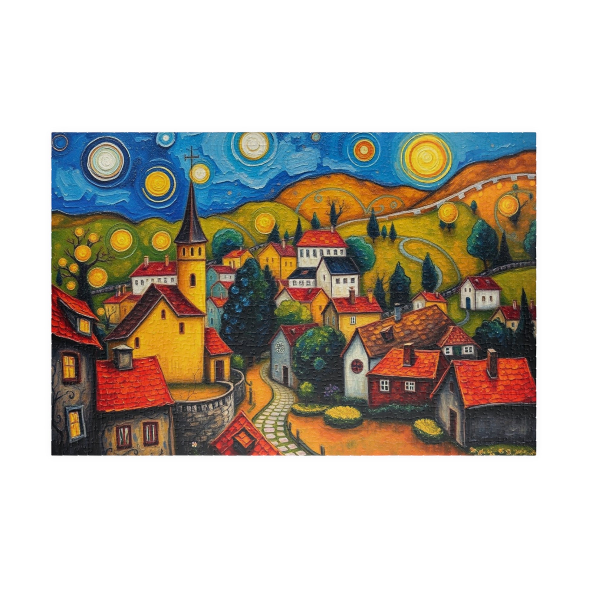 Scenic Village Landscape Jigsaw Puzzle, Holiday or Birthday Gift, Mindful Family Fun Brain Teaser 1014 pcs (Horizontal) The Puzzle Chest