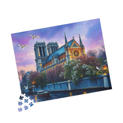 Notre Dame Cathedral Puzzle - Jigsaw of Gothic Church in Paris France, Historic Landmark 520 pcs (Horizontal) Puzzle The Puzzle Chest