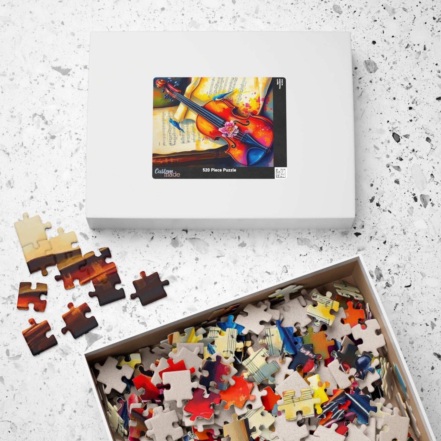 Violin Music Sheets Jigsaw Puzzle - Vintage Style Art, Gift for Musician, Music Teacher & Violin Lover, Brain Teaser, Fun Family Game Night