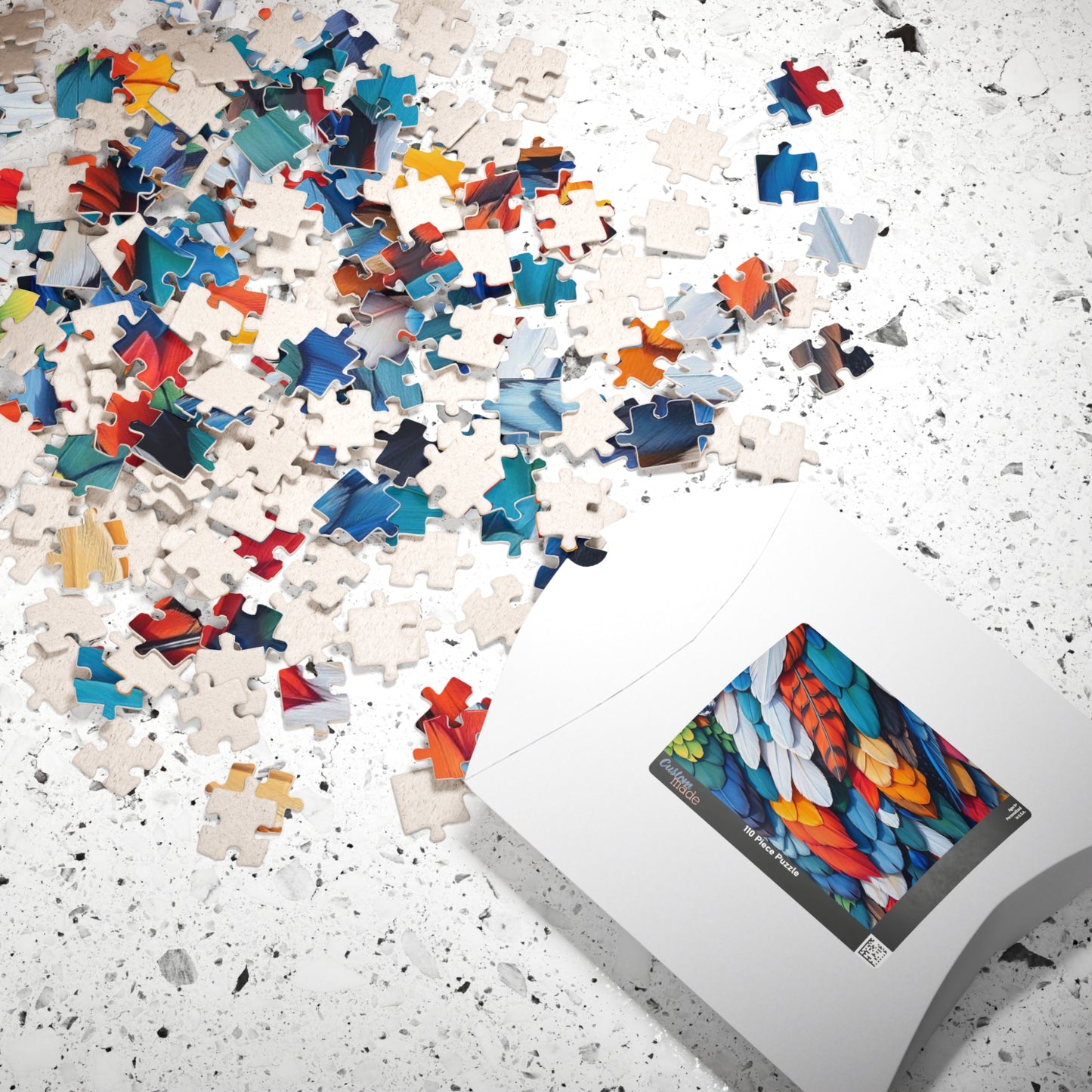 Chaotic Feather Jigsaw Puzzle - Collage Design, Vibrant Nature Art, Holiday Birthday Gift for Bird Lovers, Family Game Nights or Solo Fun Puzzle The Puzzle Chest