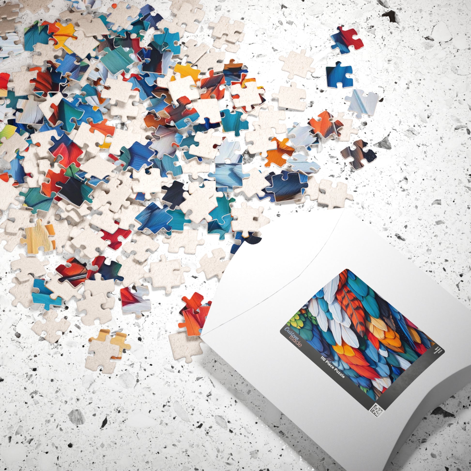 Chaotic Feather Jigsaw Puzzle - Collage Design, Vibrant Nature Art, Holiday Birthday Gift for Bird Lovers, Family Game Nights or Solo Fun Puzzle The Puzzle Chest
