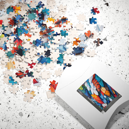 Chaotic Feather Jigsaw Puzzle - Collage Design, Vibrant Nature Art, Holiday Birthday Gift for Bird Lovers, Family Game Nights or Solo Fun Puzzle The Puzzle Chest