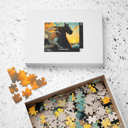 Majestic Horse Puzzle, Equestrian Black Art Jigsaw Puzzle Horse Lover Gift for Friend, Home Entertainment Creative Activity Family Bonding Puzzle The Puzzle Chest