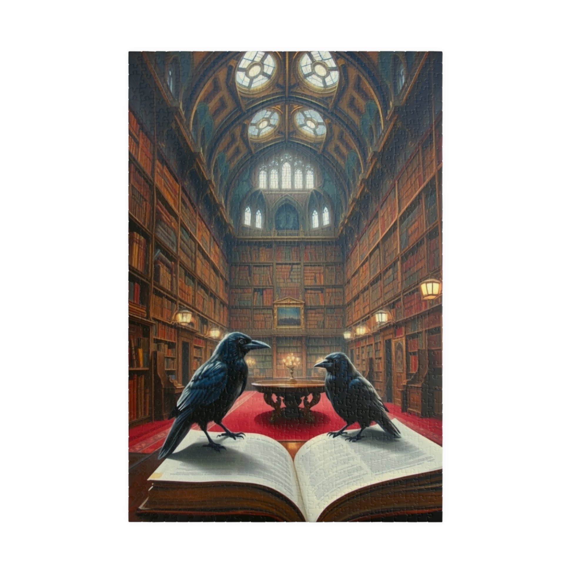 Mystical Library Ravens Puzzle, Book Lover Gift, 110-1014 Piece Jigsaw, Cozy Home Activity, Unique Challenge, Gothic Leisure Entertainment 1014 pcs (Vertical) Puzzle The Puzzle Chest