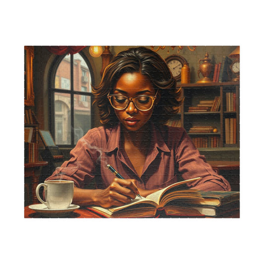 African American Woman Reading Jigsaw Puzzle, Black Art Afrocentric Puzzle Lover Gift for Bookworms, Friends, Family Fun, Mindful Home Entertainment 520 pcs (Horizontal) Puzzle The Puzzle Chest