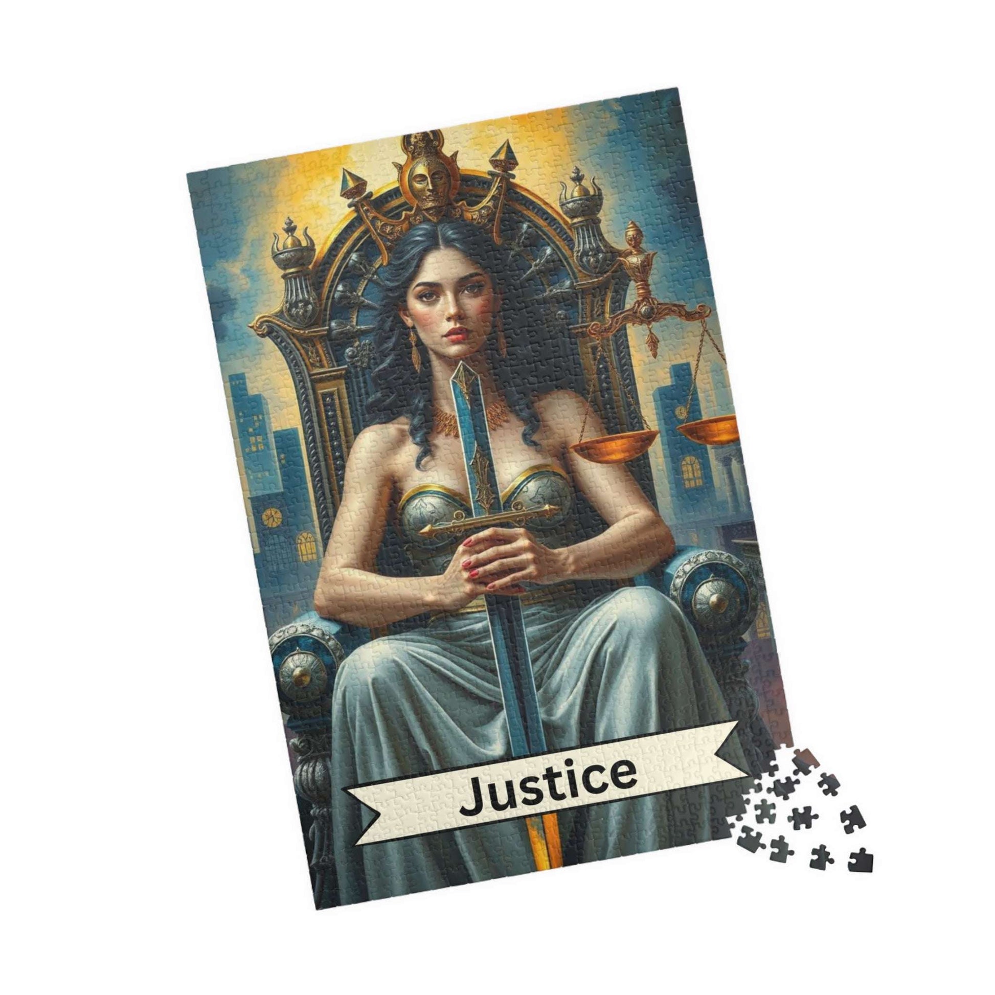Queen of Justice Jigsaw Puzzle - Tarot Card Style, Perfect for Game Night, Gift for Puzzle Lovers, Unique Home Decor, and Mind Challenges 1014 pcs (Vertical) Puzzle The Puzzle Chest