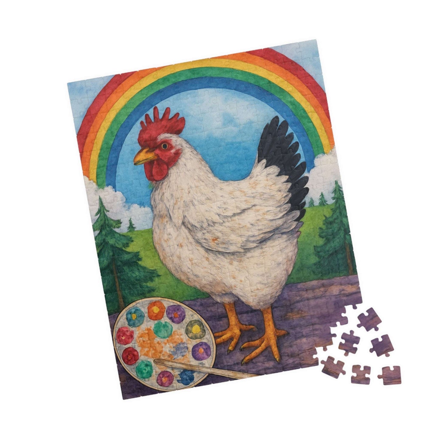Creative Clucks Jigsaw Puzzle - Rainbow Chicken Artist 252 pcs (Vertical) Puzzle The Puzzle Chest
